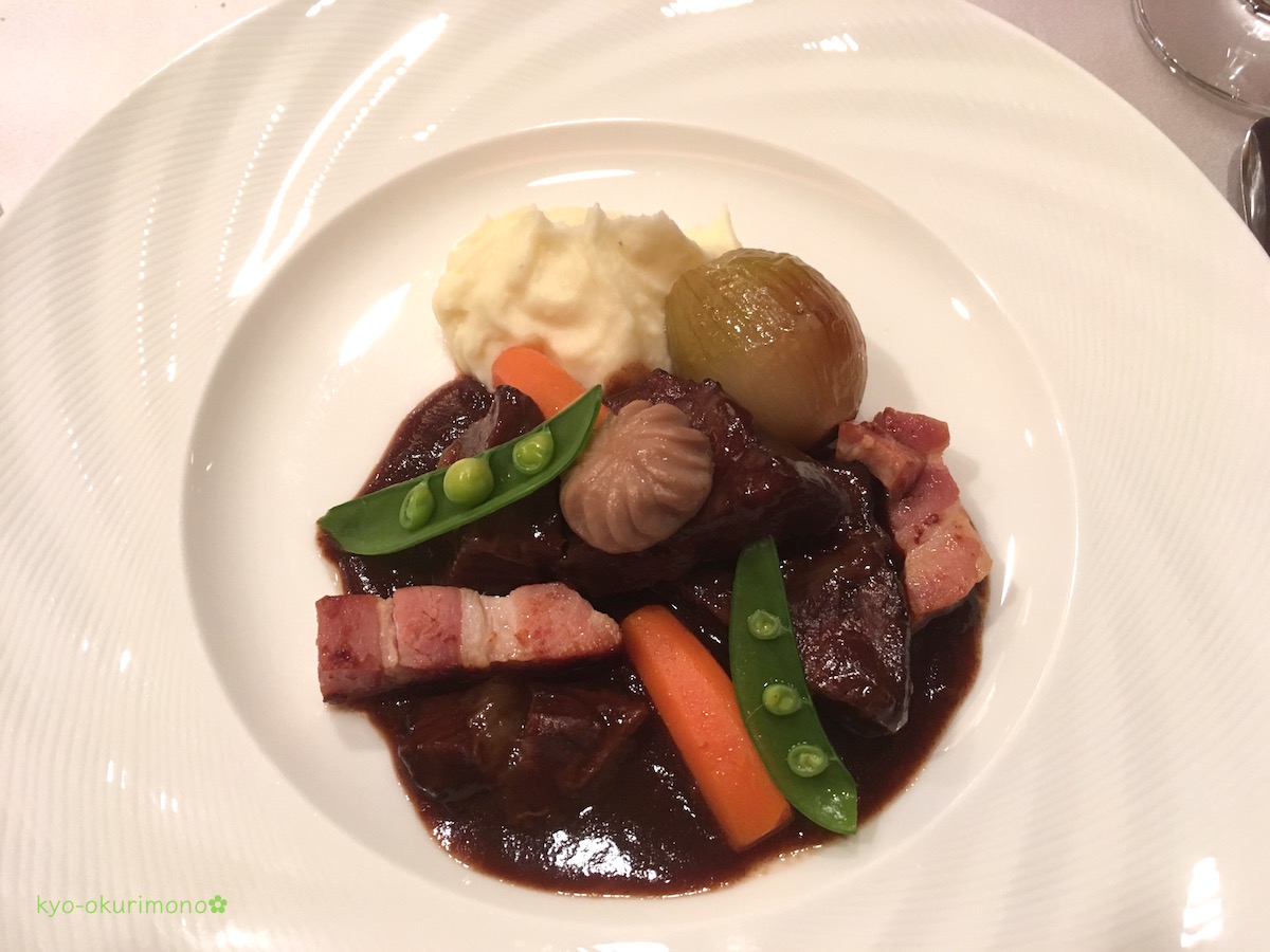 ANAホテル京都ローズルームのランチ、牛ほほ肉の赤ワイン煮込み
